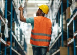 Homem em galpão em distribuidora